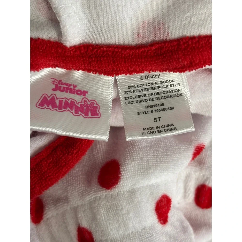 Disney Junior Minnie Mouse Girls 5T Hooded Swim Cover Up Red Polka Dot 7958063MI
